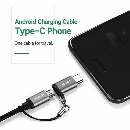 Adaptador Micro a Usb-C Ugreen 60W, Transferencia 5Gbps