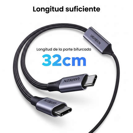 Cable USB-C a USB-Cx2 Carga Rapida 100W Ugreen