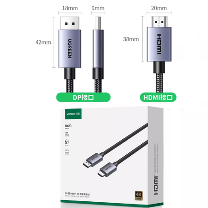 Cable adaptador HDMI a DisplayPort 4K/30Hz Ugreen