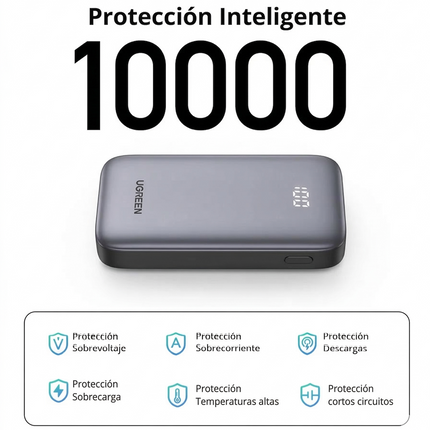 Batería Portátil 30W UGREEN 10000mAh USB-C USB-A Carga Rápida
