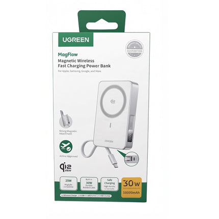 Batería Portátil Magnético 30W Cable UBS-C Carga Rápida Blanco Ugreen