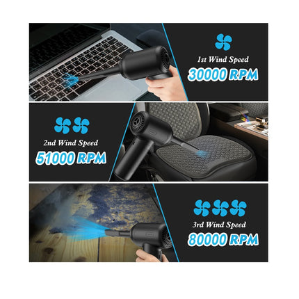 Pistola de Aire Comprimido Aspira y Sopla Velocidad 80000 RPM