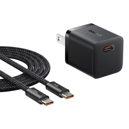 Cargador Rápido Tipo C y Cable Nailon Tipo C 1 Metro, Baseus, 25W