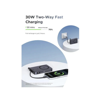 Batería Portátil Magnético 30W Cable UBS-C Carga Rápida Negro Ugreen