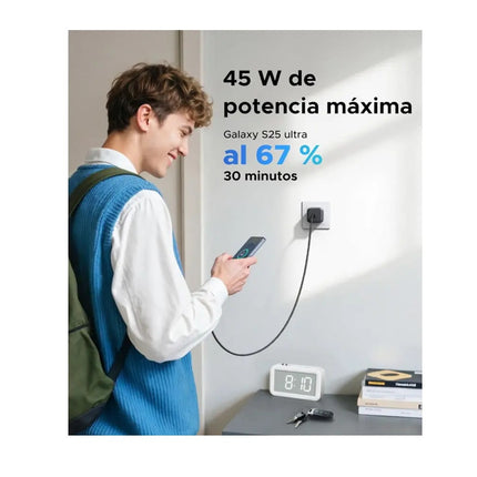 Cargador Rapído 45W UBS-C GAN Android y iOS Ugreen