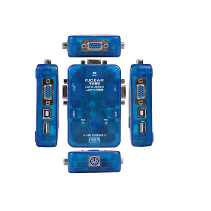 Switch VGA KVM 2 Puertos HD 1080p 3D USB2.0, 2 Cables VGA, 2PC