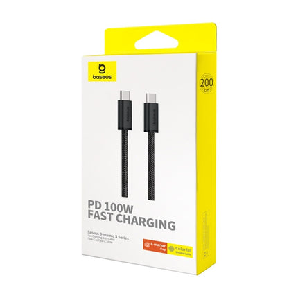 Cable de Datos Carga Rápida, USB-C a USB-C, Baseus, 2 Metros, 100W