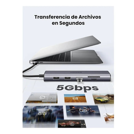 Hub Multipuerto 10 en 1 HDMI, VGA, RJ45, SD, TF, USB-C Ugreen
