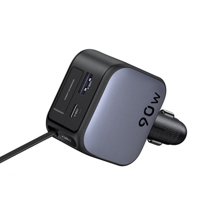 Cargador de Auto Ugreen 90W Cable retráctil USB-C y carga rápida