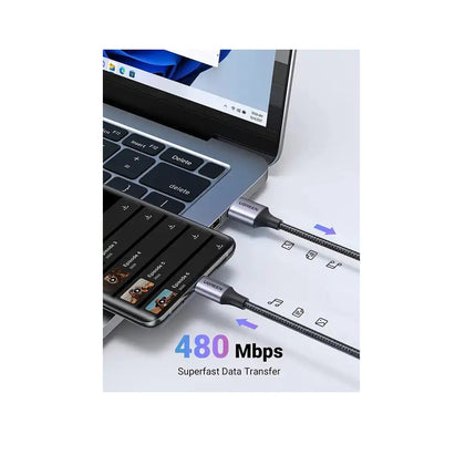 Cable UGREEN Carga Rapida, USB 2.0 a USB-C, 3A, nylon, 18W
