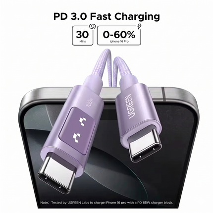 Cable USB-C Carga Rapido 100W Ugreen 1 M 480 Transf. Purpura