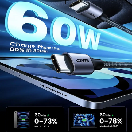 Cable Carga Rápida USB-C a USB-C, 60W UGREEN para iPhone 15