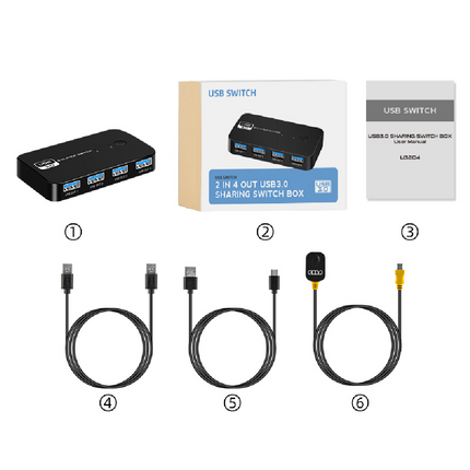 Switch Extensor USB3.0 2 Entradas 4 salidas