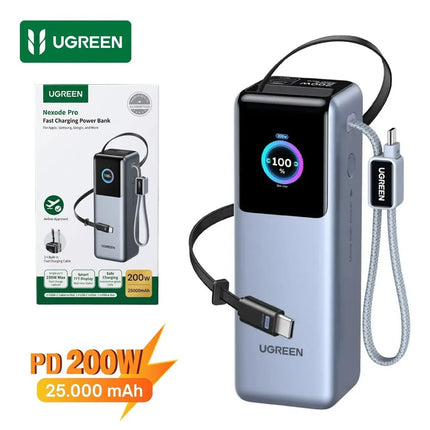 Batería Portátil 200W Cable Integrado USB-Cx2 25000mAh Ugreen