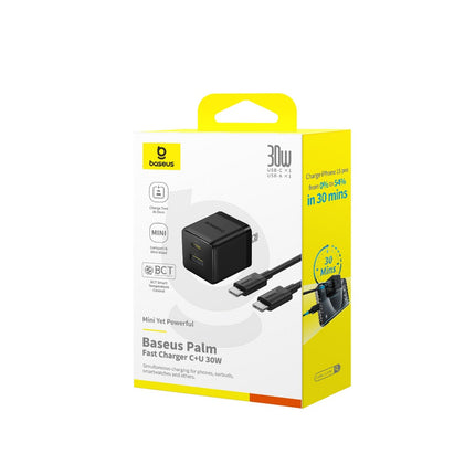 Cargador Rápido 30W USB-C y USB-A, Cable 1M 60W, Baseus