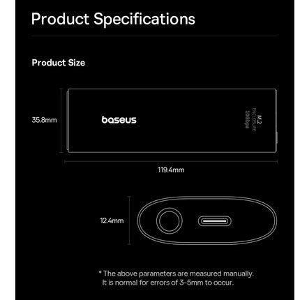 Carcasa para SSD M.2 10Gbps, NVMe USB 3.2 Soporta 8TB Baseus