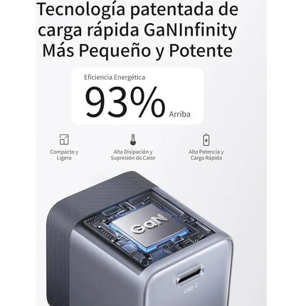 Cargador Rapído 45W UBS-C GAN Para Android y iOS Ugreen