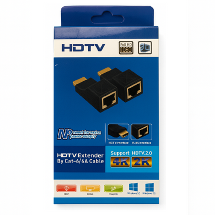 Adaptador Extensor HDMI a Red Rj45 Cat5e/6 Utp, 30 Metros