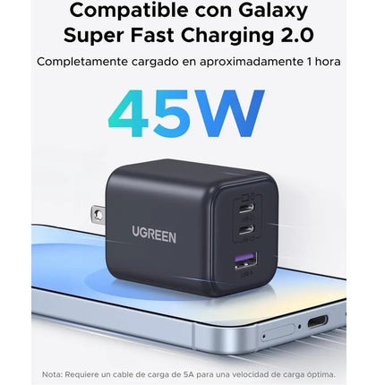 Cargador Carga Rápida 45W UGREEN USB-Cx2 USB-A