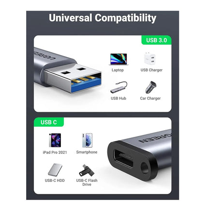 Adaptador UGREEN USB 3.0 A USB-C, Velocidad 5Gbps