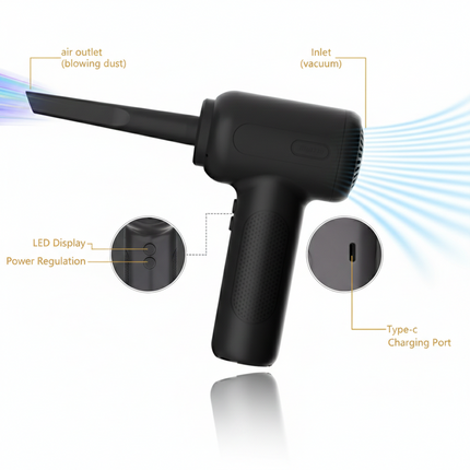 Pistola de Aire Comprimido Aspira y Sopla Velocidad 80000 RPM