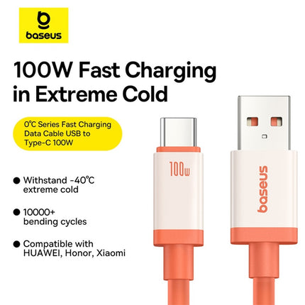 Cable Carga Rápida, USB-A a USB-C, Baseus, 2 metros, Naranja
