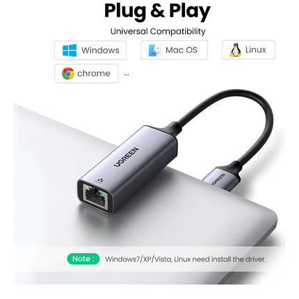 Adaptador USB3.0 a Ethernet RJ45 1000 Mbps Ugreen