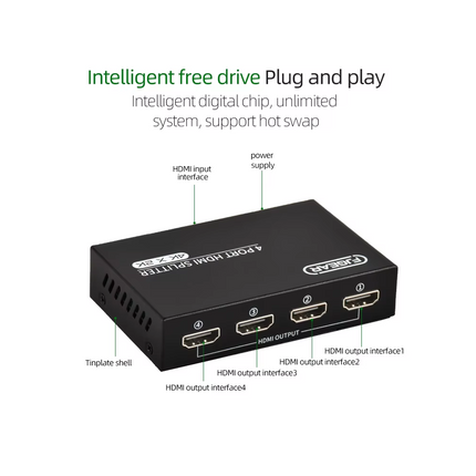 Divisor HDMI 1 entrada en 4 salidas 4K x 2K Con Audio RoHS, 3D