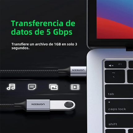 Cable Extension USB 3.0 macho a hembra Ugreen 3 Metros