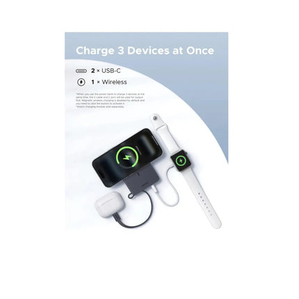 Batería Portátil Magnético 30W Cable UBS-C Carga Rápida Negro Ugreen