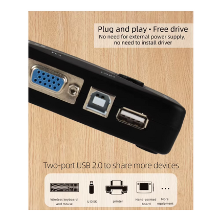 Switch VGA KVM Para 2PC y 1 monitor, Teclado y Mouse