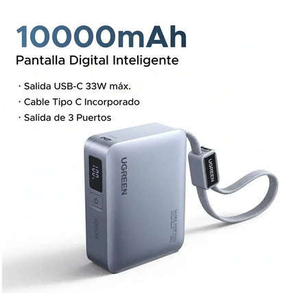 Batería Portátil 33W C/Cable USB-C 10000mAh Ugreen