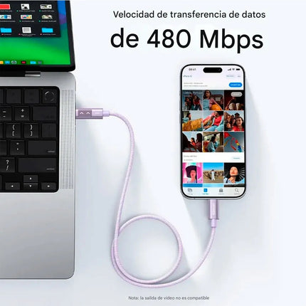 Cable USB-C Carga Rapido 100W Ugreen 1 M 480 Transf. Purpura