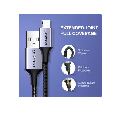 Cable UGREEN USB 2.0 a micro USB, Carga Rapida, 2 metros