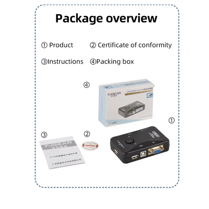 Switch VGA KVM Para 2PC y 1 monitor, Teclado y Mouse