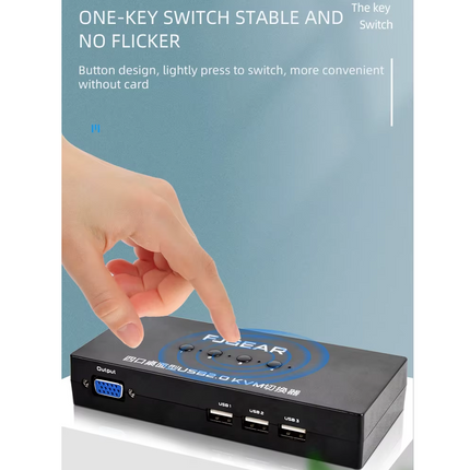 Switch VGA KVM 4 Puertos 1920*1440, 4 Cables VGA, 4PC