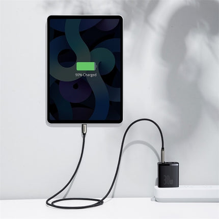 Cargador Rápido USBx2 Y USB-C, 30W, Negro, Baseus