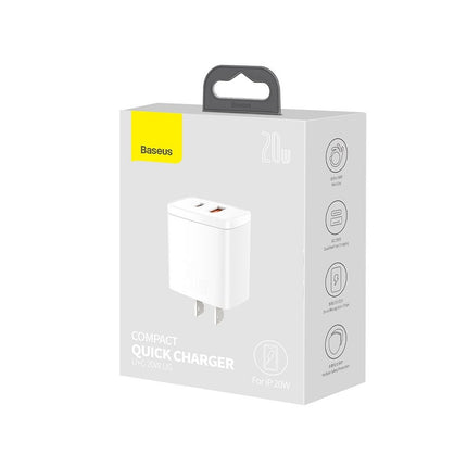 Cargador Rápido 20W USB-C y USB-A Compacto Baseus