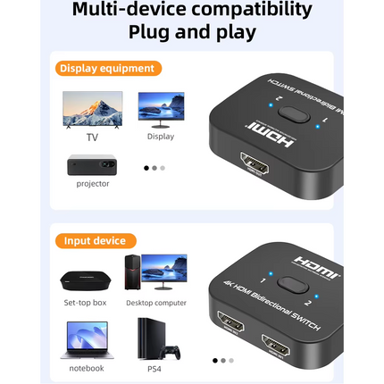 Switch HDMI 4K 2 en 1 3840*2160/60Hz Bidireccional