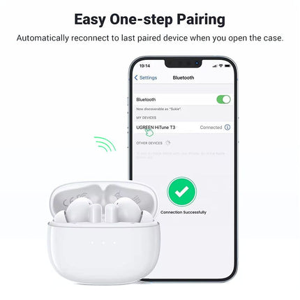 Audífonos HiTune T3 UGREEN, cancelación de ruido, Bluetooth, TWS deportivos impermeables
