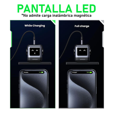 Cargador Robot UGREEN, 30W Nexode RG, GaN, USB-C, Carga Rápida, Negro