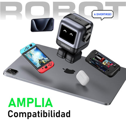 Cargador Robot UGREEN, 30W Nexode RG, GaN, USB-C, Carga Rápida, Negro