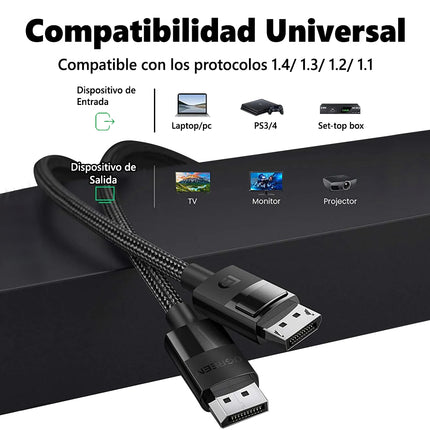 Cable DisplayPort DP 1.4 HDR UGREEN, 8K@60Hz, 5 metros, Macho a Macho