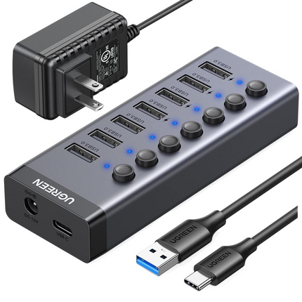 Adaptador HUB 7 puertos en 1 UGREEN, USB 3.0