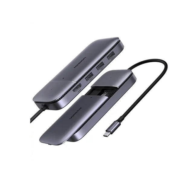 Adaptador UGREEN HUB, 6 en 1, USB-C A USB 3.0, M.2 SSD, HDMI 4K@60Hz, USB C