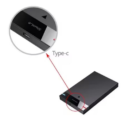 Carcasa Sata para SSD y HDD de 2.5", USB 3.1, Tipo-C, U25A31-T