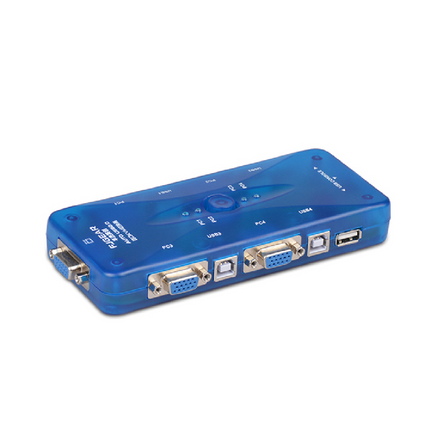 Switch VGA KVM 4 Puertos HD 1080p 3D USB2.0, 4 Cables VGA 4PC