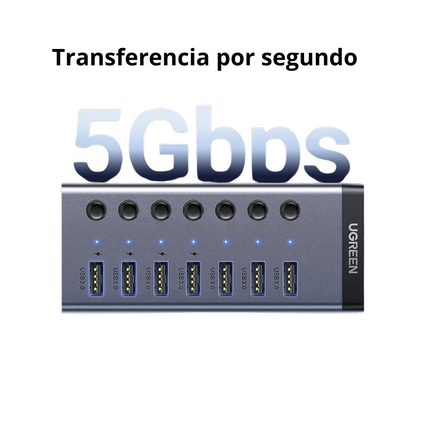 Adaptador HUB 7 puertos en 1 UGREEN, USB 3.0
